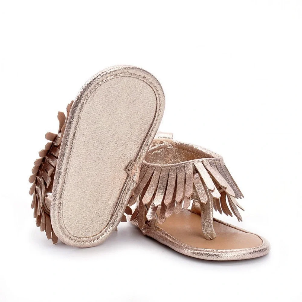 Rising Star Gold Metallic Fringe Boho Sandal